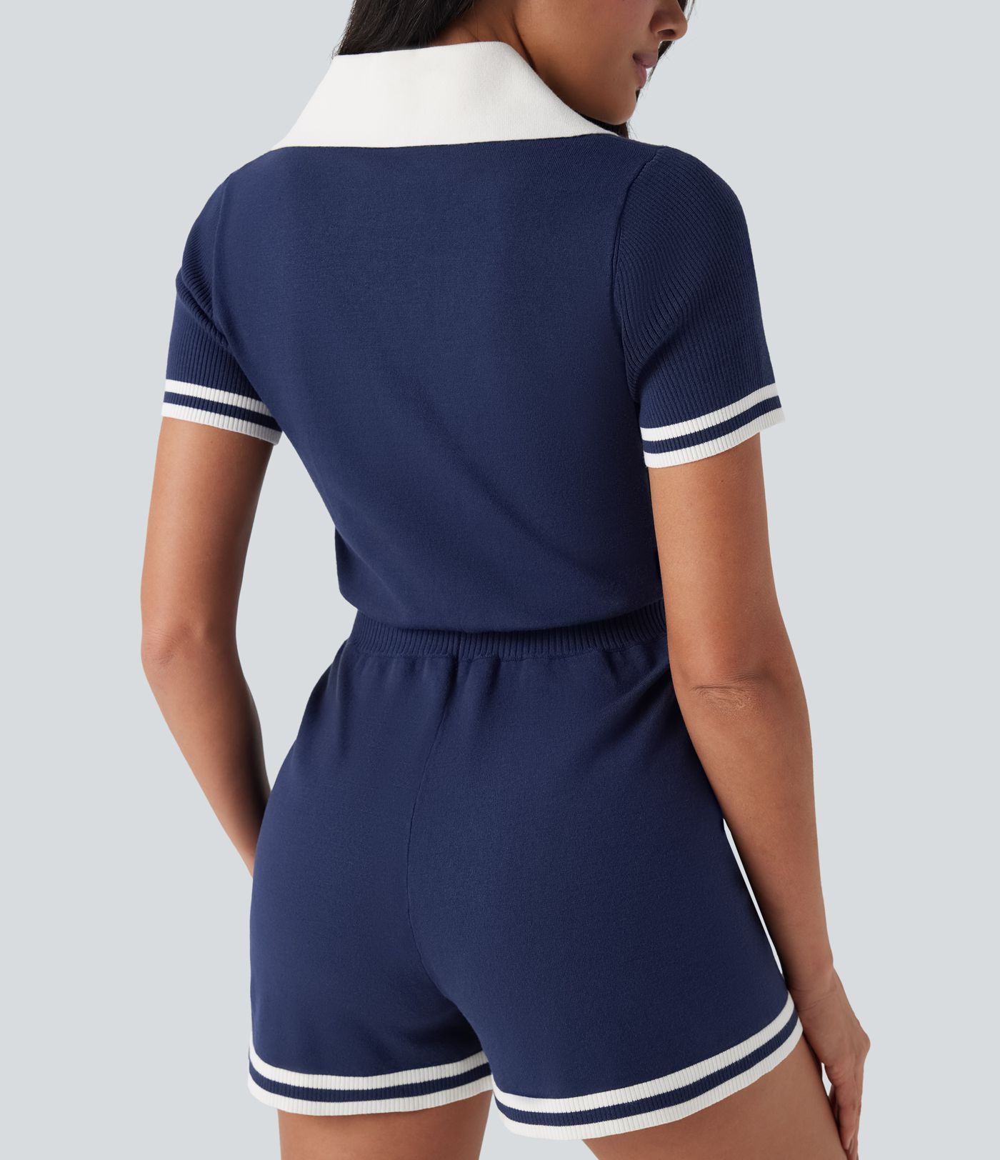 Short Sleeve Tennis Sweater Knit Romper