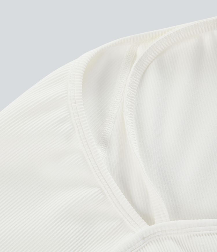 Camiseta deportiva yoga agujero para pulgar tirante halter espalda acanalada