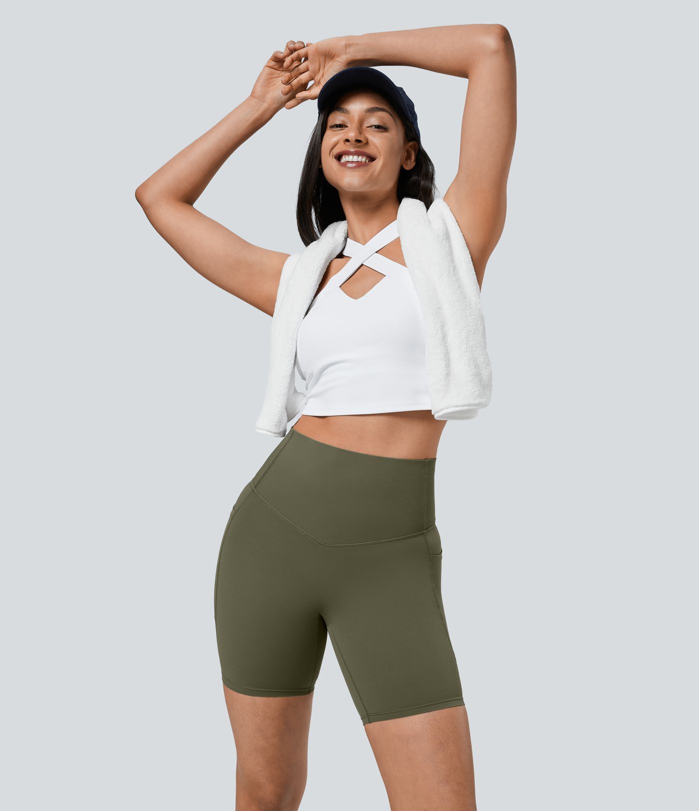 Halara UltraSculpt™ High Waisted Tummy Control Pocket Shaping Training Biker Shorts 7''