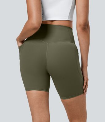 Halara UltraSculpt™ High Waisted Tummy Control Pocket Shaping Training Biker Shorts 7''