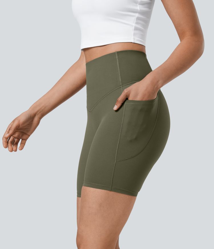 Halara UltraSculpt™ High Waisted Tummy Control Pocket Shaping Training Biker Shorts 7''