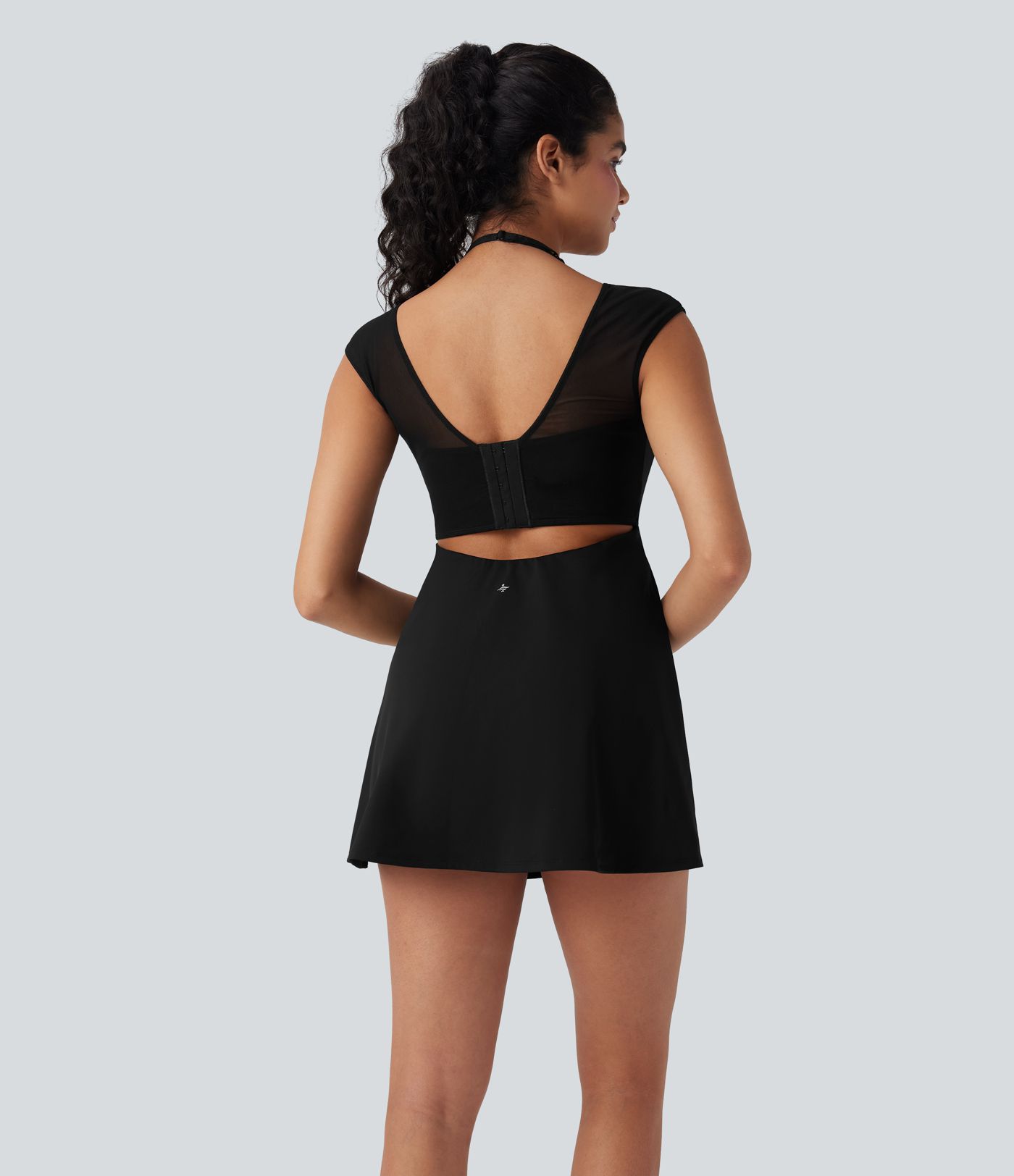 SoftlyZero™ Airy Halter Adjustable Buckle Contrast Mesh Cool Touch Yoga Active Dress-Easy Peezy-UPF50+