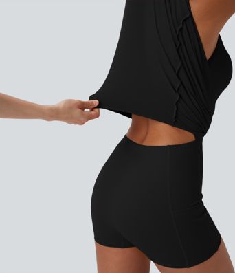 SoftlyZero™ Mekane push-up oblikovane košarice, patentni zatvarač — 2‑u‑1 haljina za jogu i aktivnost s džepovima – jednostavno