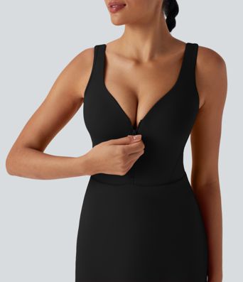 SoftlyZero™ Mekane push-up oblikovane košarice, patentni zatvarač — 2‑u‑1 haljina za jogu i aktivnost s džepovima – jednostavno
