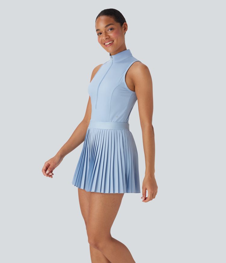 Breezeful™ Sleeveless Cut Out 2-in-1 Pleated Quick Dry Mini Tennis Active Dress with Side Pockets
