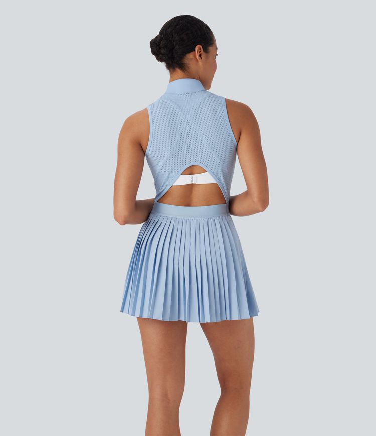 Breezeful™ Sleeveless Cut Out 2-in-1 Pleated Quick Dry Mini Tennis Active Dress with Pockets