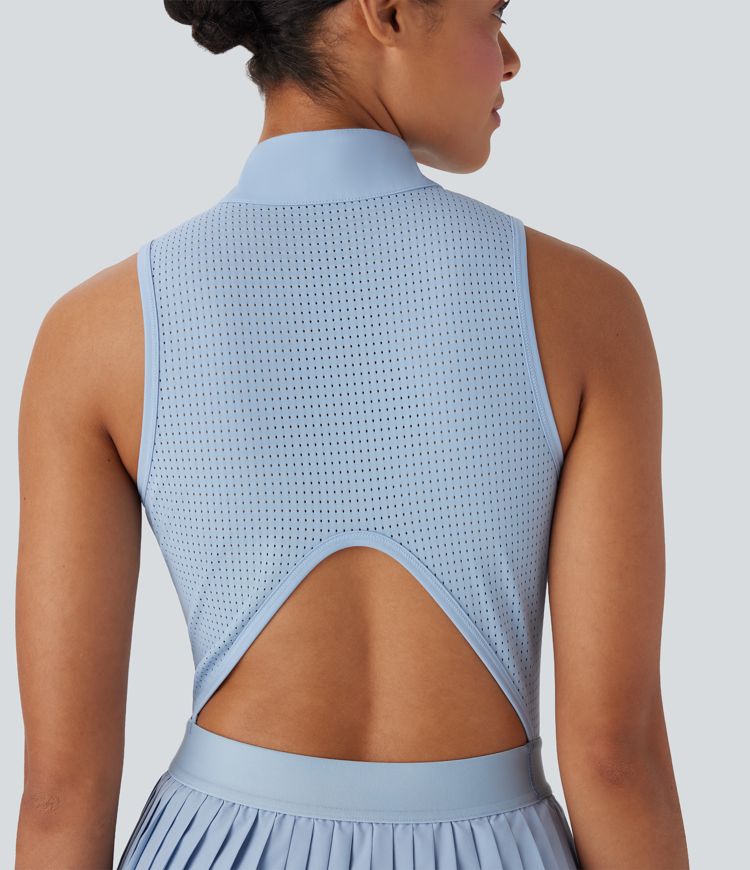 Breezeful™ Sleeveless Cut Out 2-in-1 Pleated Quick Dry Mini Tennis Active Dress with Pockets