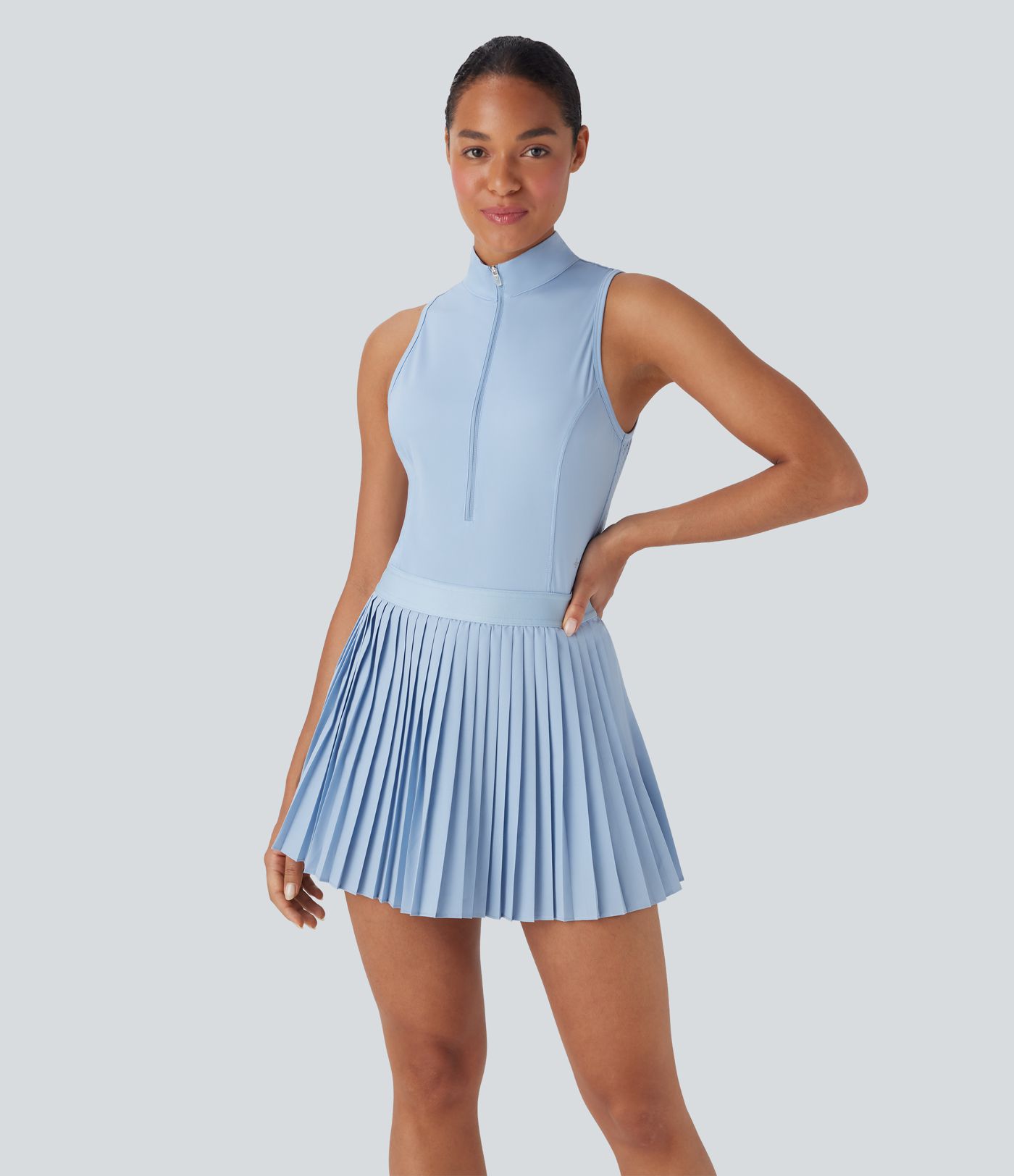 Breezeful™ Sleeveless Cut Out 2-in-1 Pleated Quick Dry Mini Tennis Active Dress with Pockets