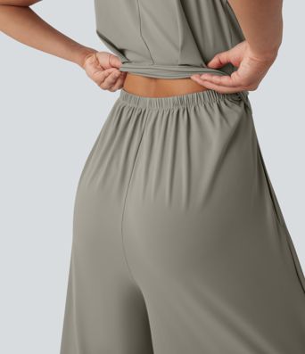 SoftlyZero™ QuickDry Round Neck Sleeveless Keyhole Pocket Yoga Jumpsuit-Easy Peezy Edition