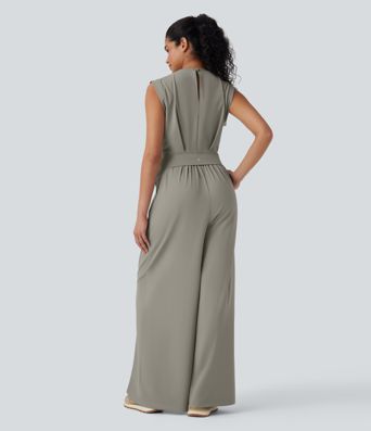 SoftlyZero™ QuickDry Round Neck Sleeveless Keyhole Pocket Yoga Jumpsuit-Easy Peezy Edition