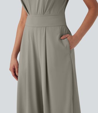 SoftlyZero™ QuickDry Round Neck Sleeveless Keyhole Pocket Yoga Jumpsuit-Easy Peezy Edition