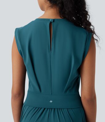 SoftlyZero™ QuickDry Round Neck Sleeveless Keyhole Pocket Yoga Jumpsuit-Easy Peezy Edition