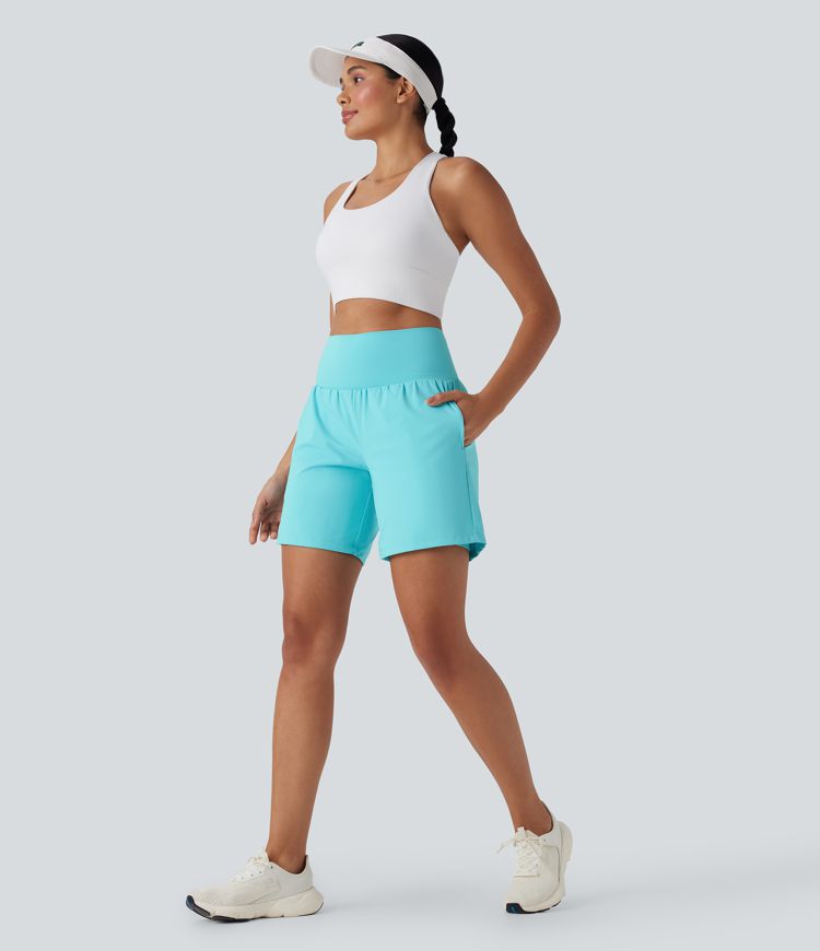 SoftlyZero™ Airy Super High Waisted 2-in-1 Cool Touch Yoga Shorts 7" with Pockets