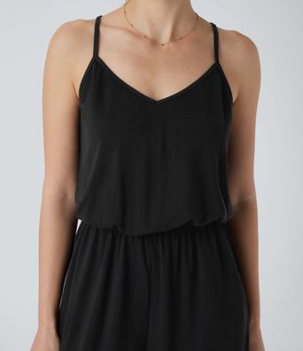 Adjustable & Removable Strap Pocket Wide Leg Jumpsuit