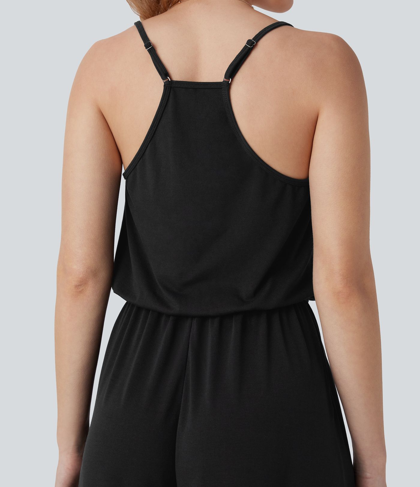 Adjustable & Removable Strap Pocket Wide Leg Jumpsuit