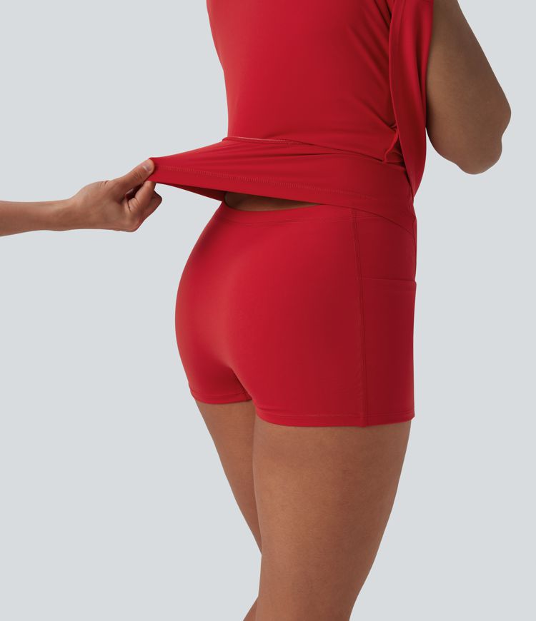 SoftlyZero™ Airy Halter Adjustable Buckle Contrast Mesh Cool Touch Yoga Active Dress-Easy Peezy-UPF50+