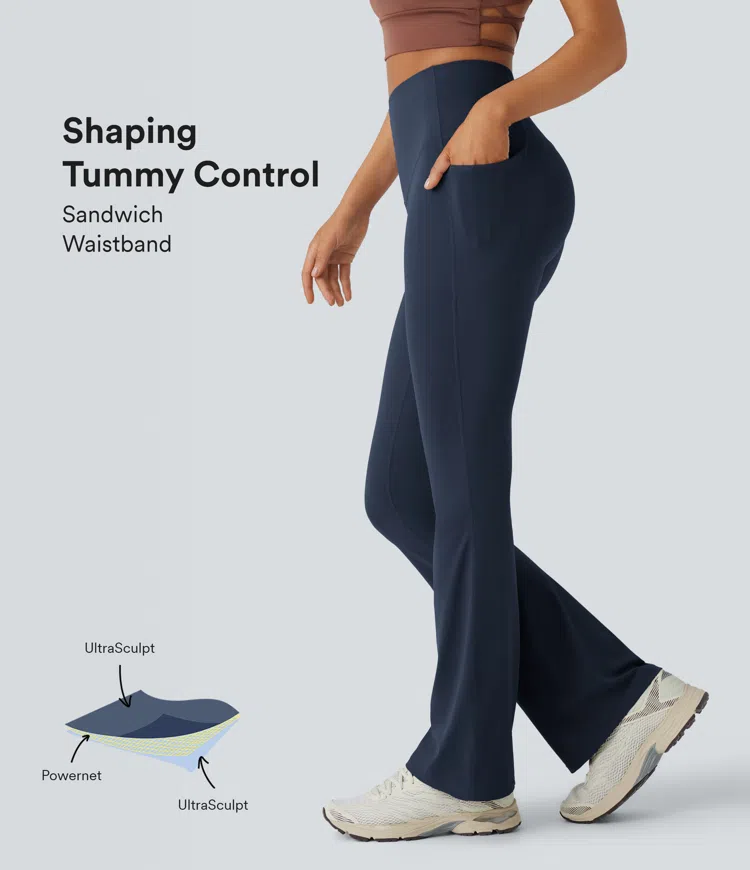 Halara UltraSculpt™ High Waisted Tummy Control Pocket Shaping Yoga Bootcut Leggings