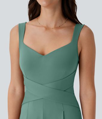 U Back Sleeveless Casual Jumpsuit with Pockets