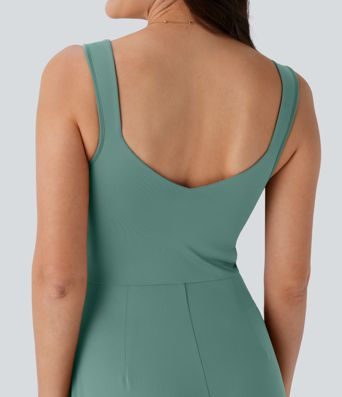 U Back Sleeveless Casual Jumpsuit with Pockets