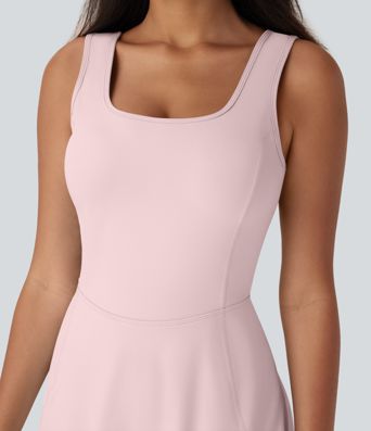 SoftlyZero™ Airy U Neck 2-in-1 Pocket Mini Cool Touch Dance Active Dress-Easy Peezy