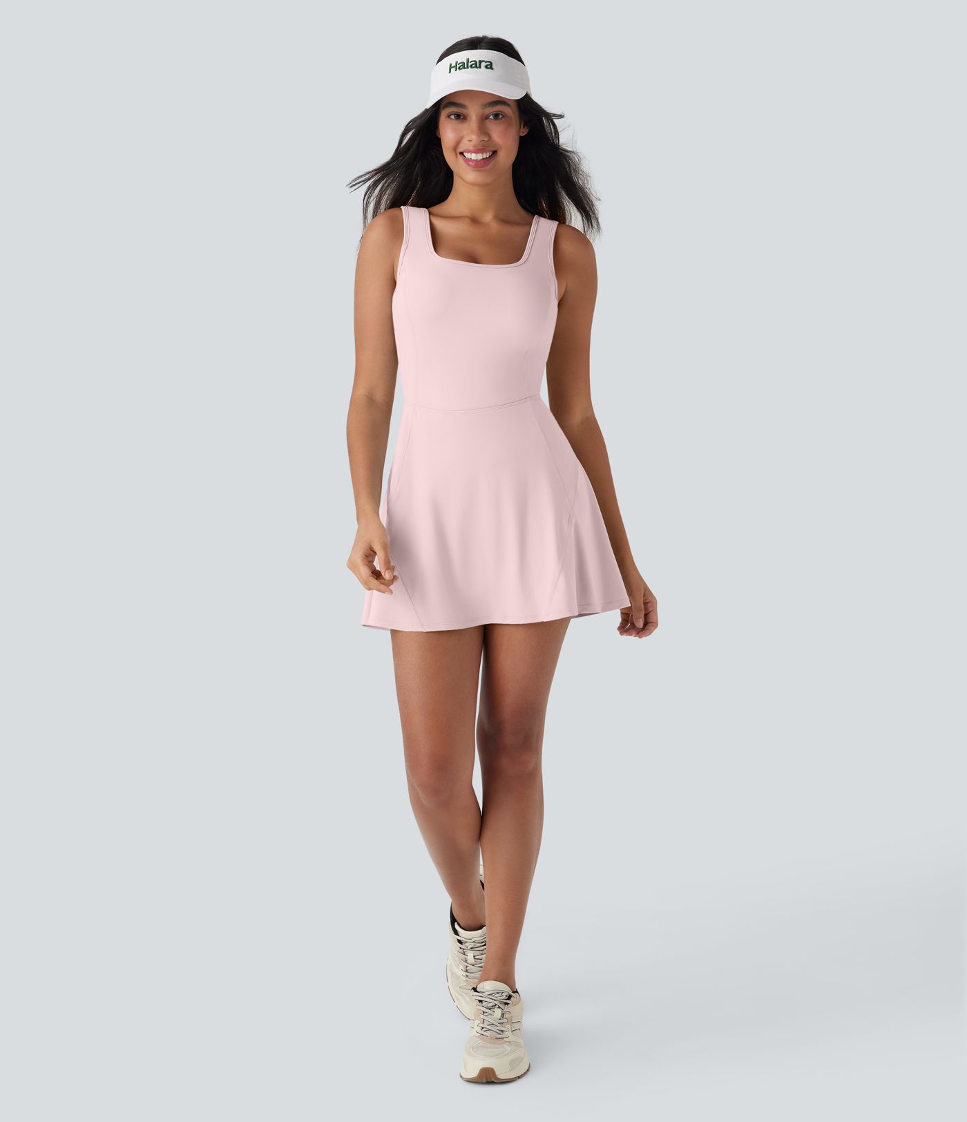 SoftlyZero™ Airy U Neck 2-in-1 Pocket Mini Cool Touch Dance Active Dress-Easy Peezy