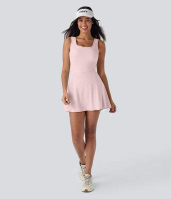 SoftlyZero™ Airy U Neck 2-in-1 Pocket Mini Cool Touch Dance Active Dress-Easy Peezy