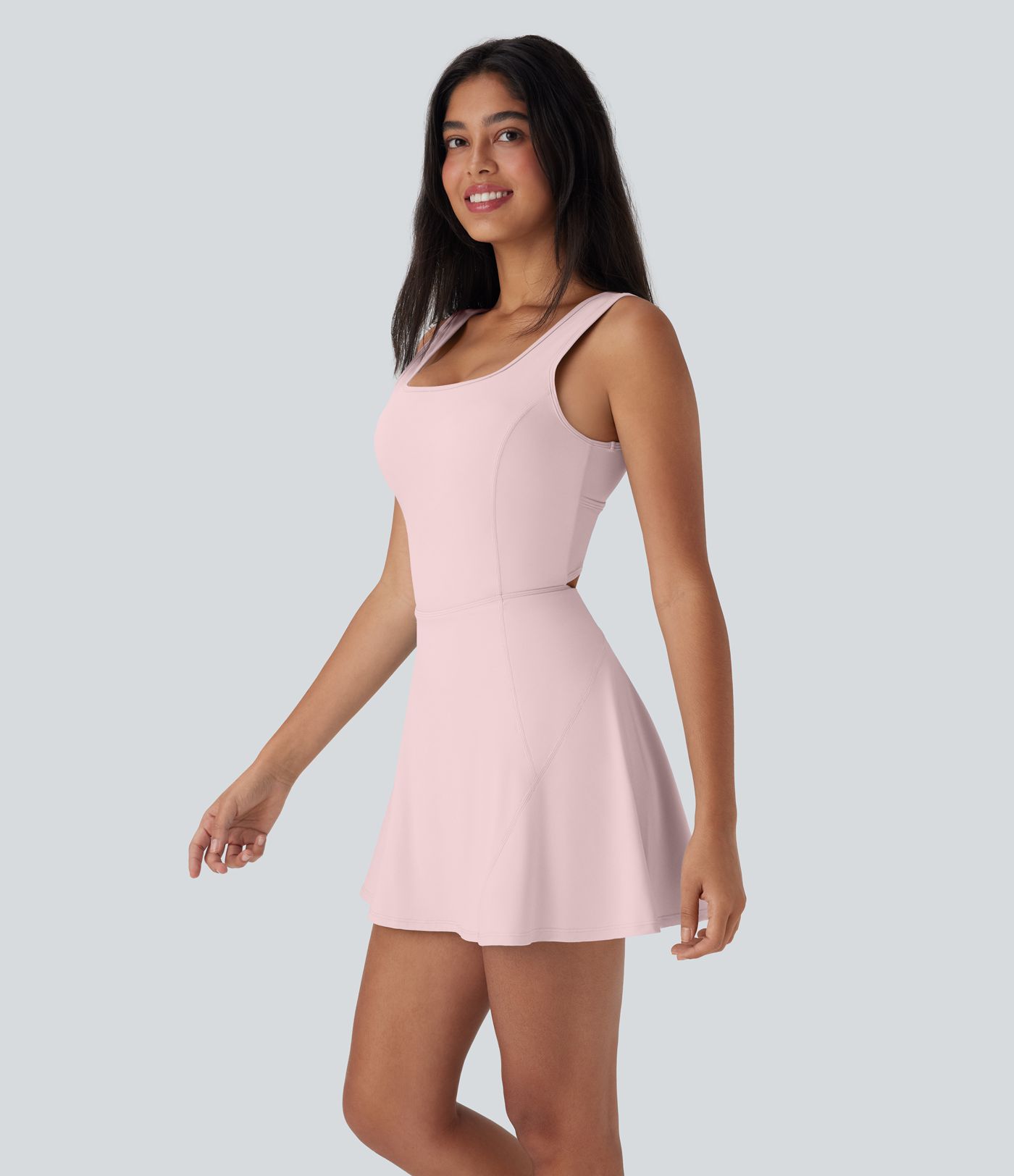 SoftlyZero™ Airy U Neck 2-in-1 Pocket Mini Cool Touch Dance Active Dress-Easy Peezy