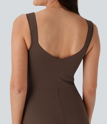 U Back Sleeveless Casual Jumpsuit with Pockets