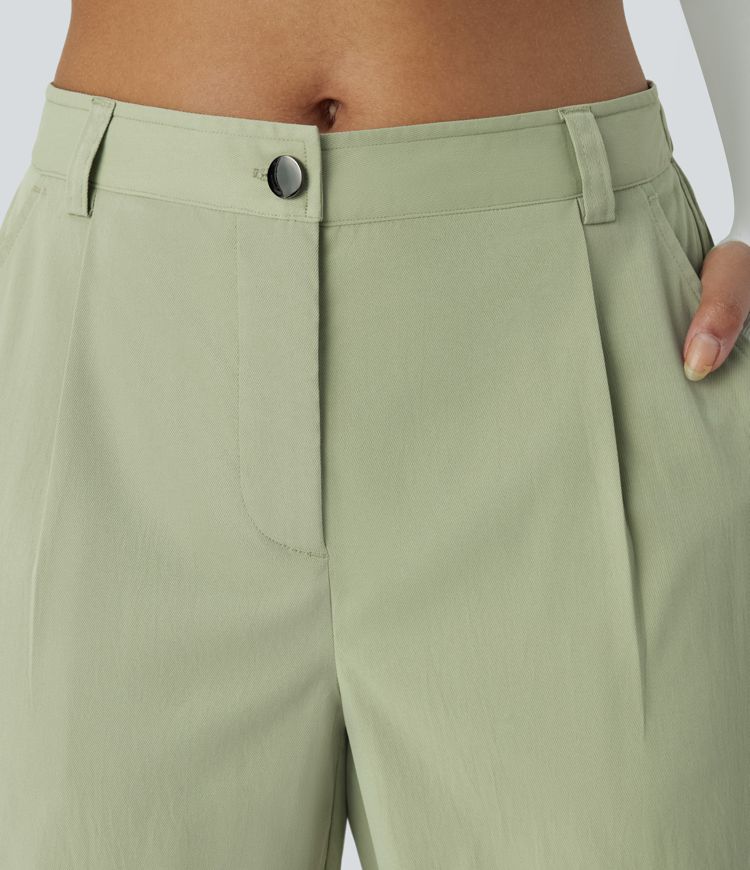 Mid Rise Button Zipper Multiple Pockets Casual Cargo Joggers