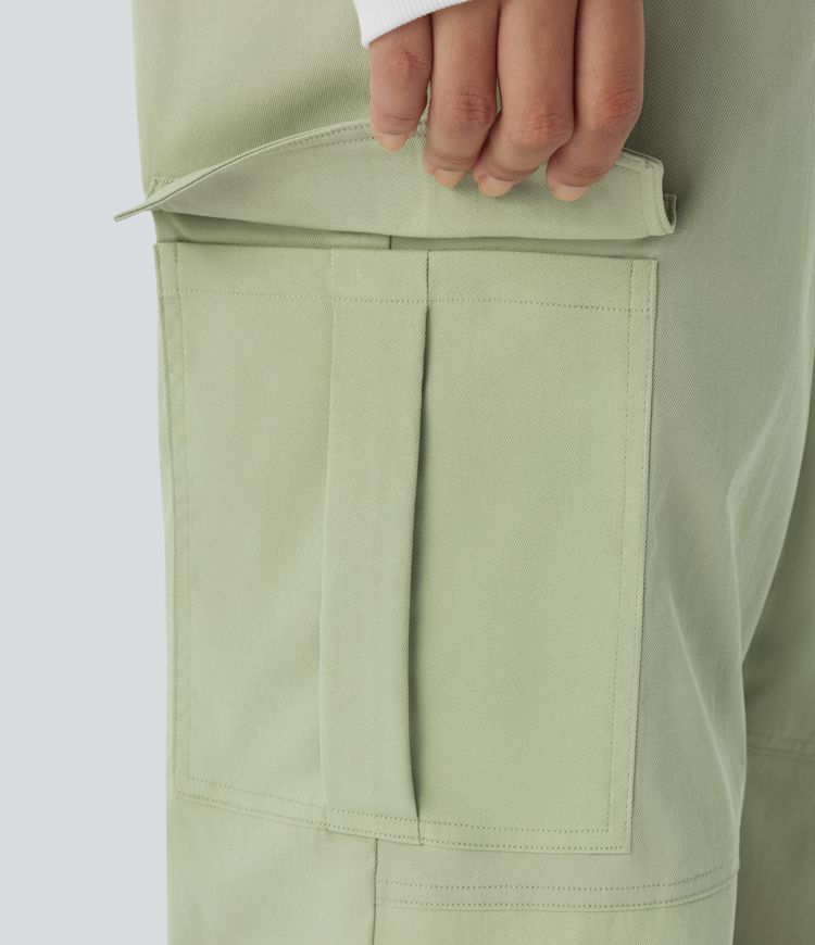 Mid Rise Button Zipper Multiple Pockets Casual Cargo Joggers