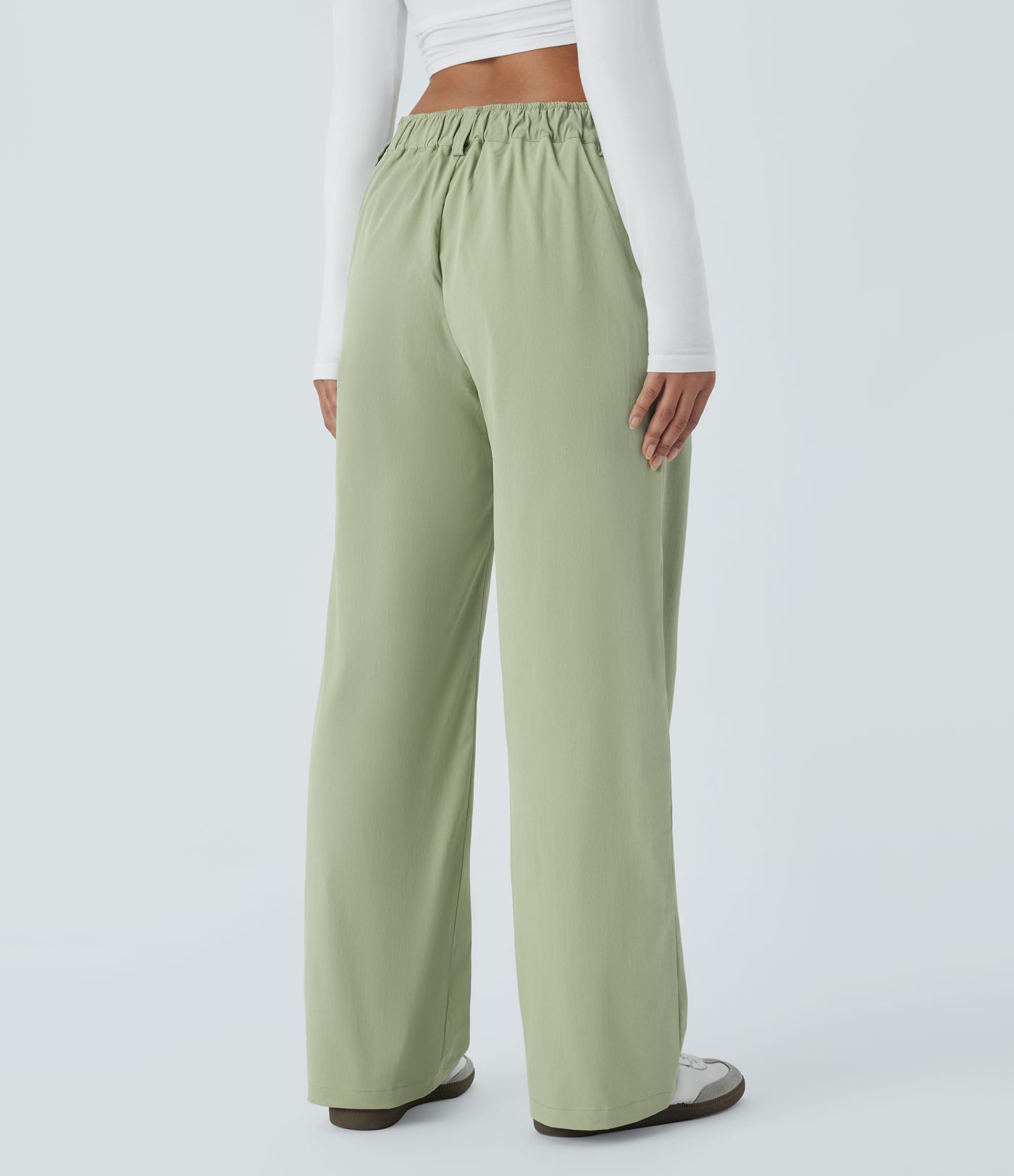 Mid Rise Zipper Pocket Straight Leg Casual Pants