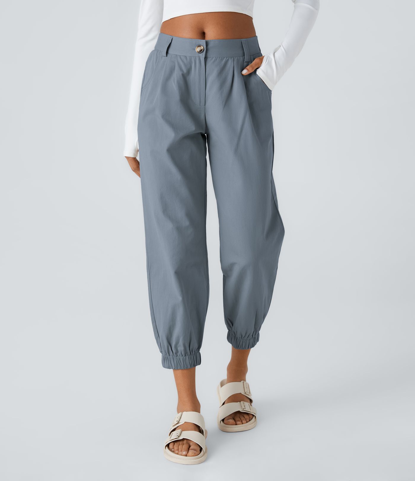 Mid Rise Casual Cotton Joggers with Pockets