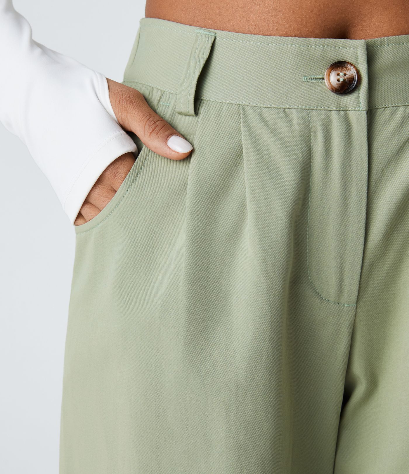 Mid Rise Button Zipper Side Pocket Casual Cotton Joggers