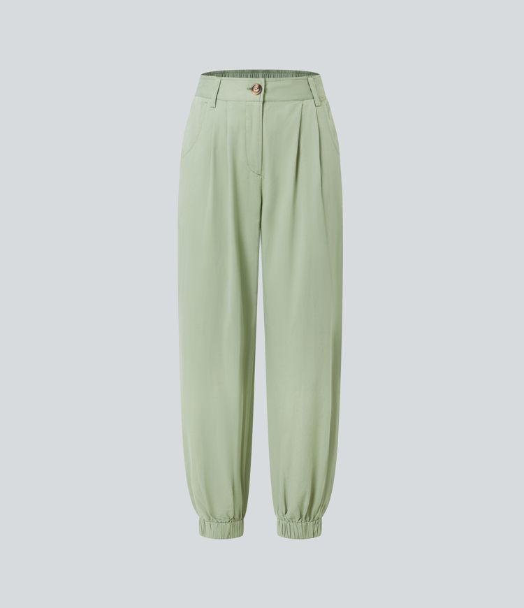 Women's Mid Rise Zipper Pocket Casual Cotton Joggers - Halara