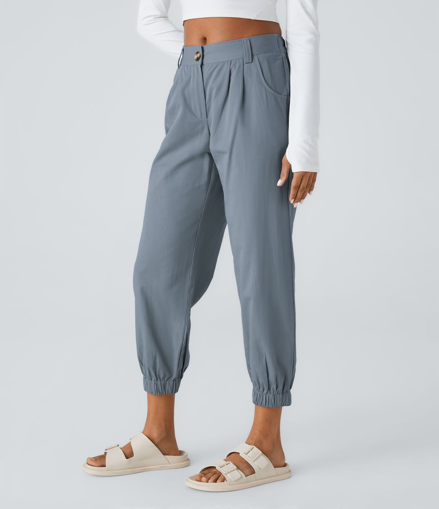 Mid Rise Casual Cotton Joggers with Pockets