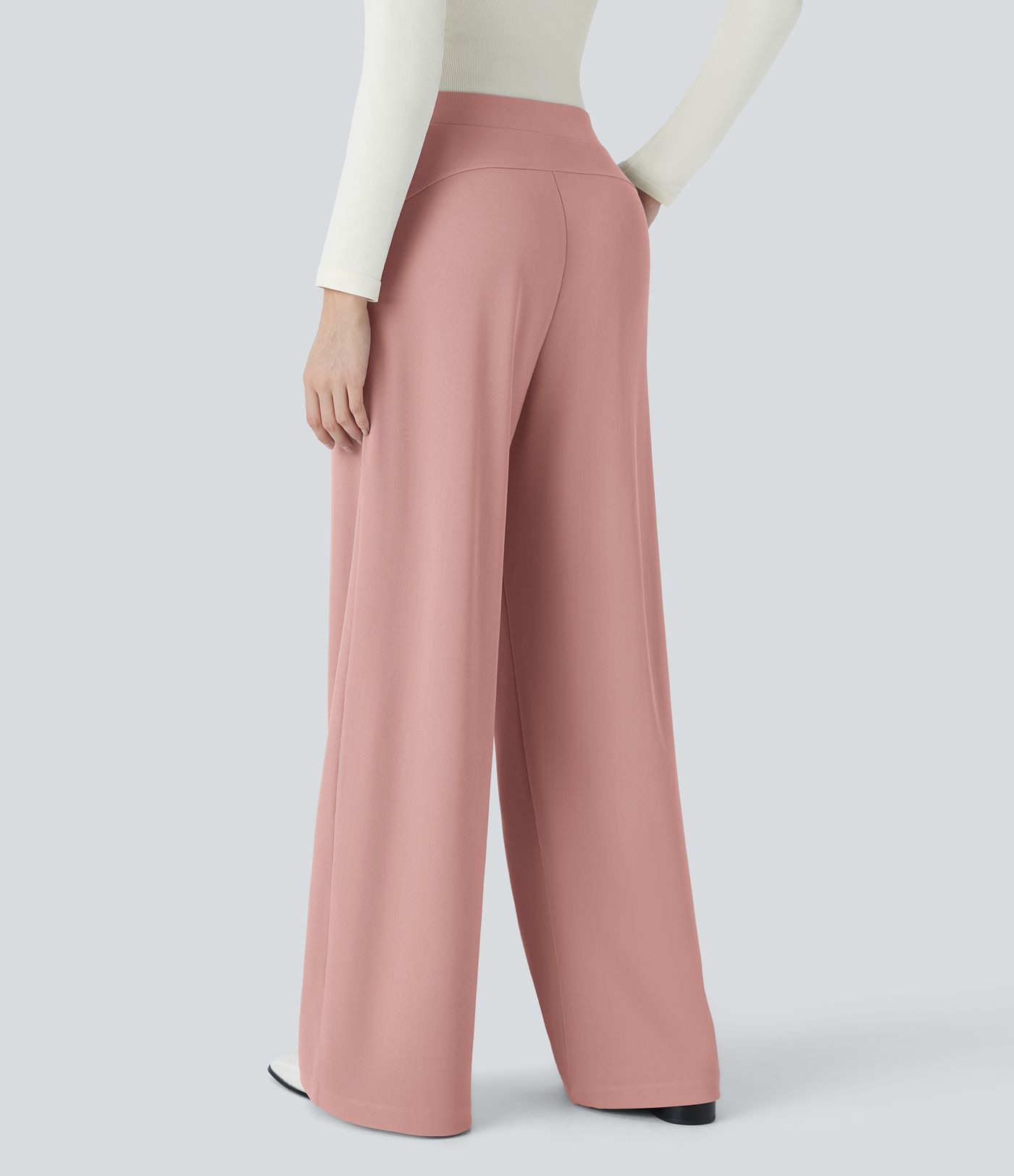 Halara Flex™ Figurformende Stoffhose aus Micro-Waffel-Stoff mit hohem Bund, weitem Bein, Seitentasche, Energiehose