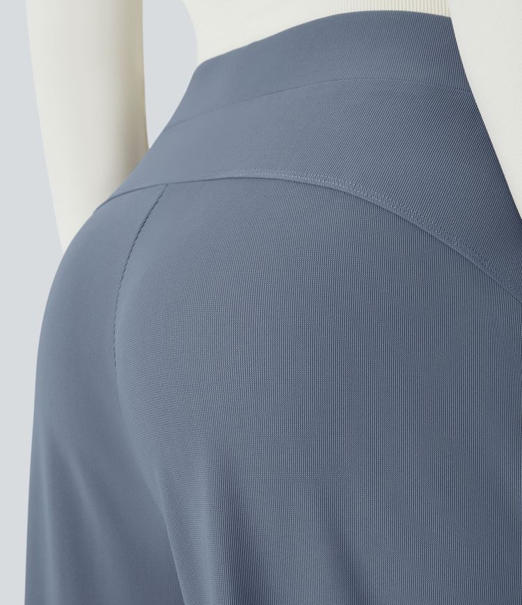 Pantalon de travail Halara Flex™ taille haute sculptant la silhouette, avec poches, jambes larges et texture micro gaufrée