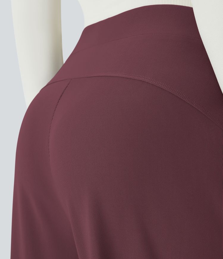 Halara Flex™ Pantalon Tailleur Évasé à Taille Haute Sculptant la Silhouette avec Poches Latérales Micro Waffle