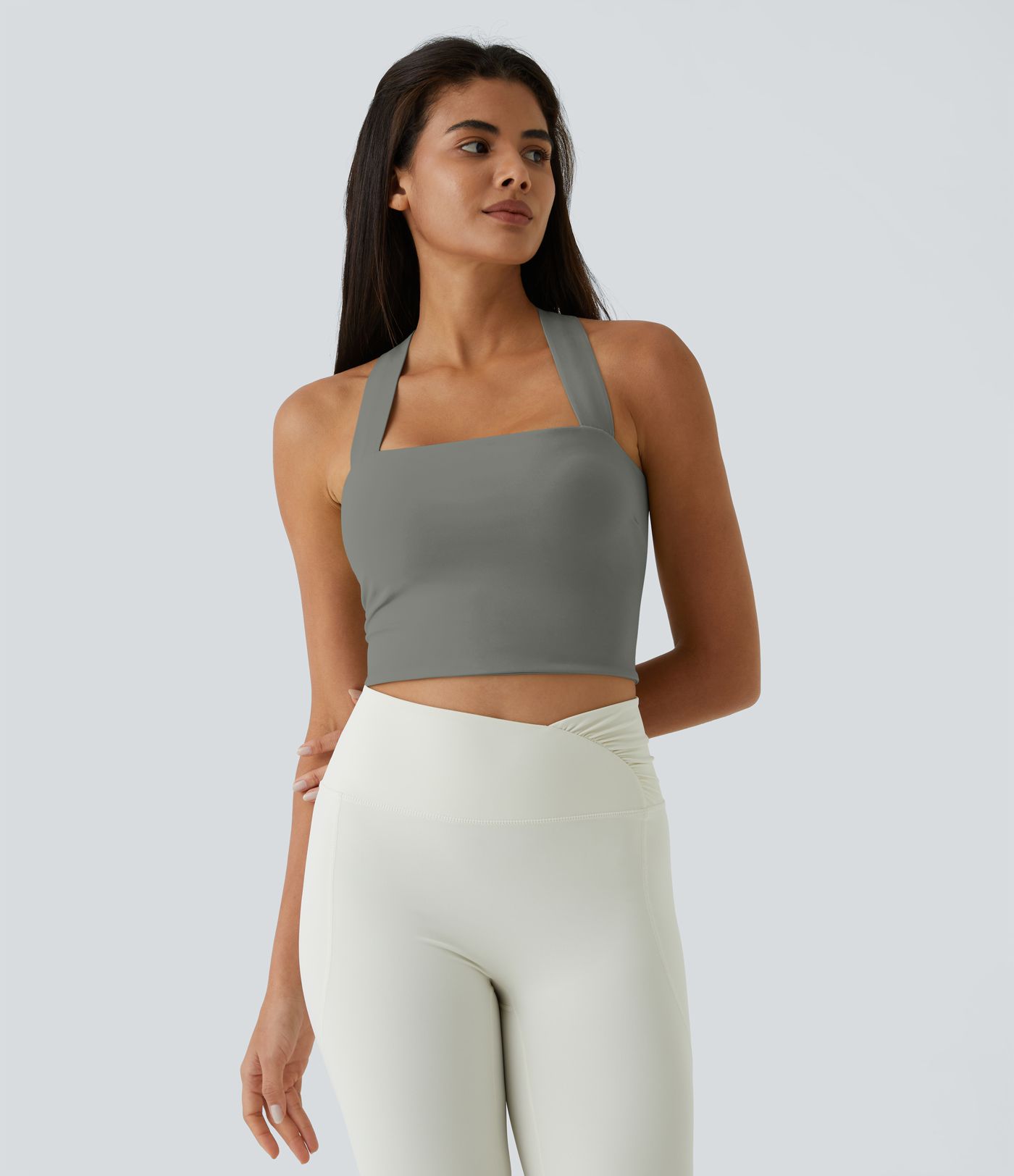 Softlyzero™ Airy Backless Padded Cross Tie-Back Cool Touch Workout Cropped Tank Top
