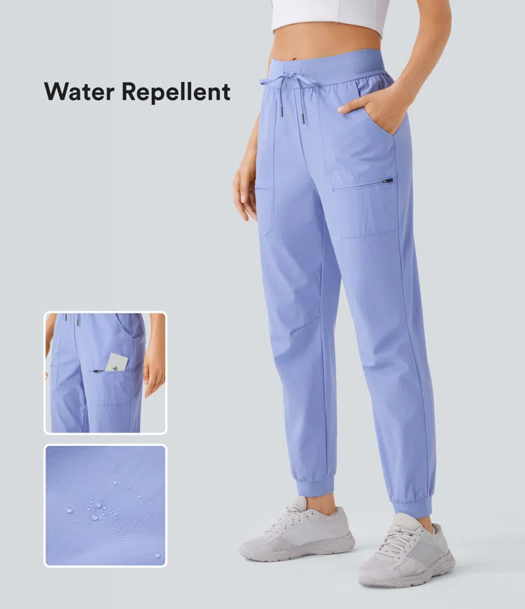 Water Repellent Wear-Resistant Mid Rise Drawstring Pockets Hiking Pile Joggers