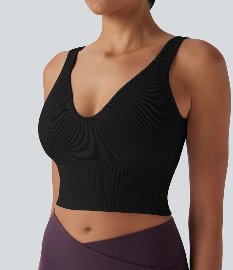 Top de yoga corto fluido sin costuras y con espalda abierta