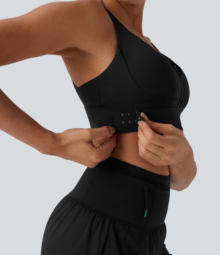 Brassière de sport course SpeedWave™ soutien intermédiaire push-up zip boucle réglable séchage rapide bonnets A-C