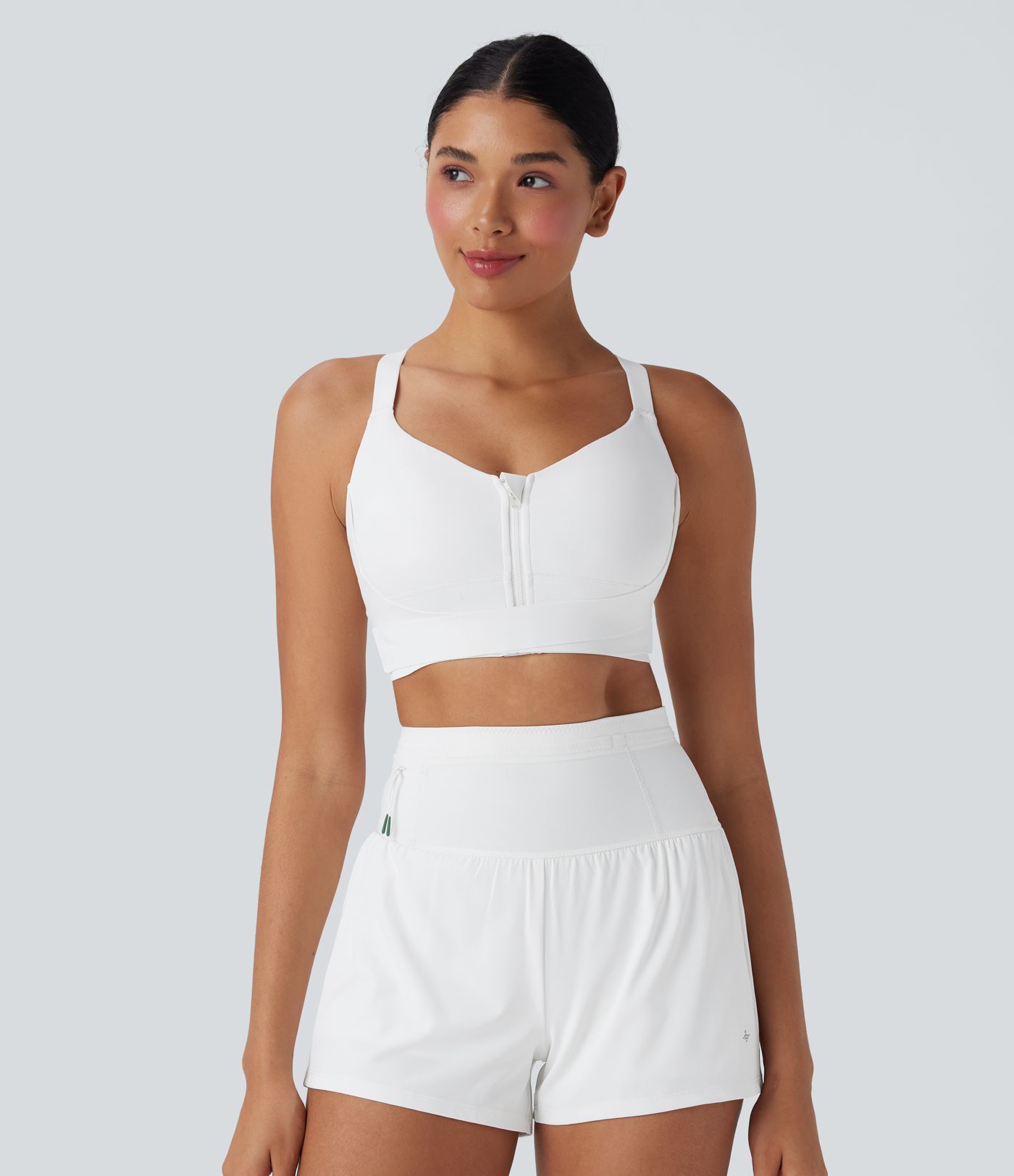 SpeedWave™ Medium Support Push Up Zipper Adjustable Buckle Quick Dry Running Sports Bra