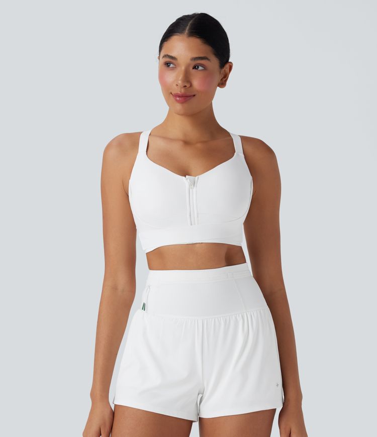 SpeedWave™ Medium Support Push Up Zipper Adjustable Buckle Quick Dry Running Sports Bra A-C Cups