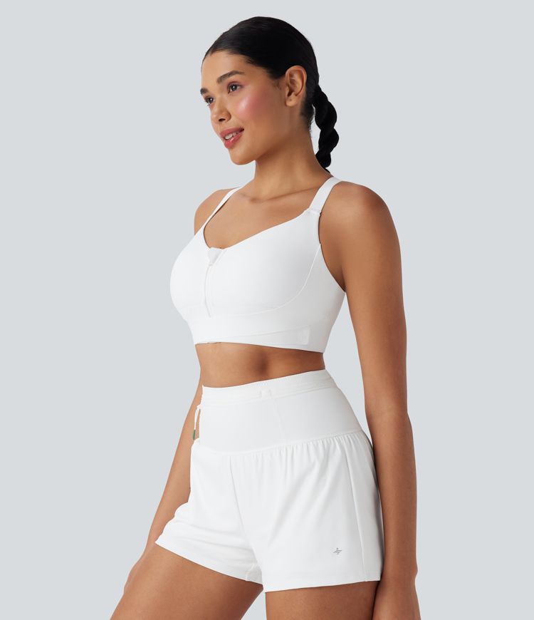 SpeedWave™ Medium Support Push Up Zipper Adjustable Buckle Quick Dry Running Sports Bra A-C Cups