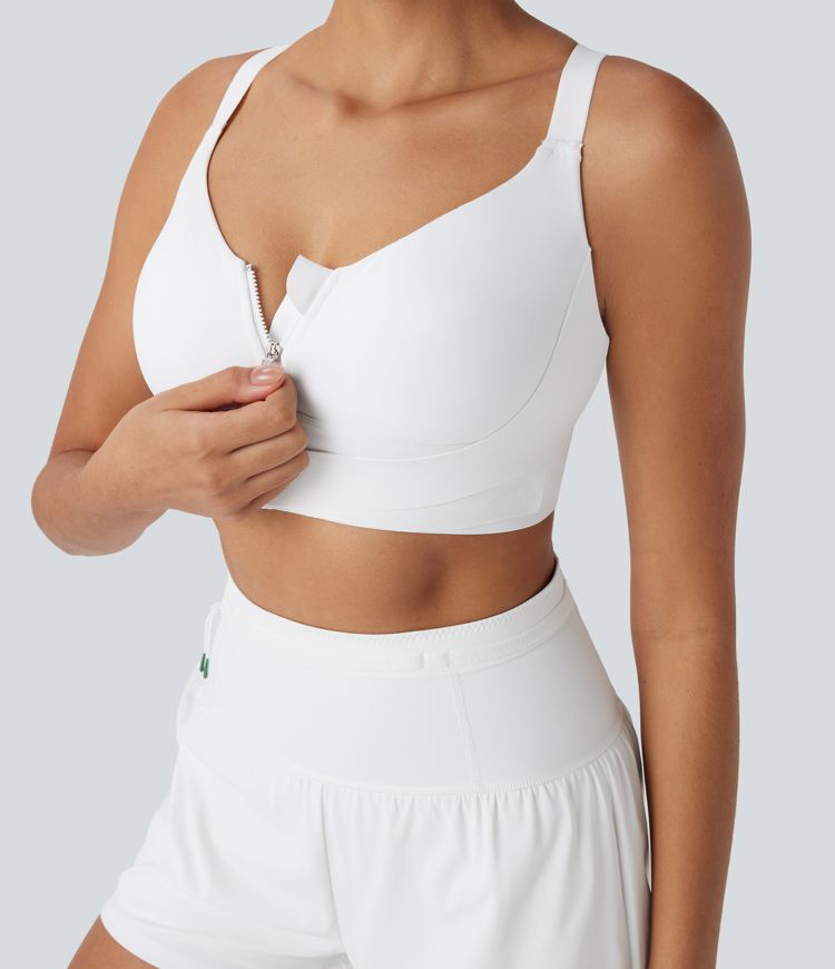 SpeedWave™ Medium Support Push Up Zipper Adjustable Buckle Quick Dry Running Sports Bra A-C Cups