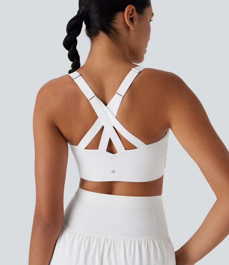 SpeedWave™ Medium Support Push Up Zipper Adjustable Buckle Quick Dry Running Sports Bra A-C Cups