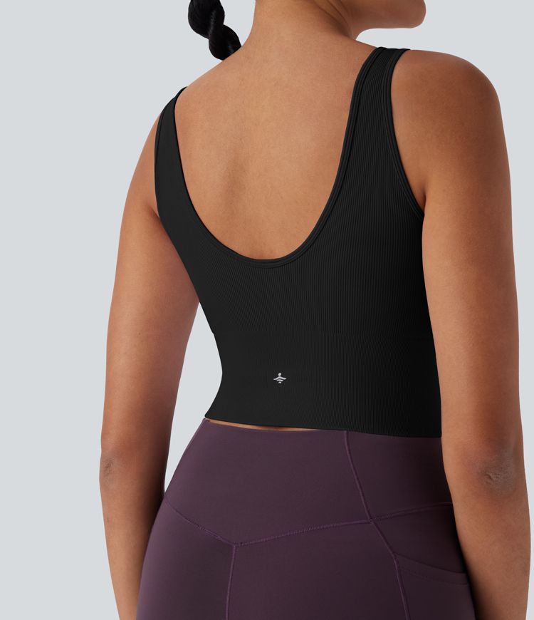 Top de yoga corto fluido sin costuras y con espalda abierta