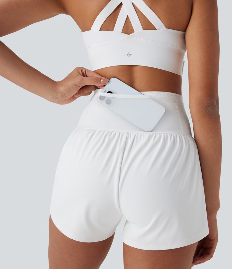 Short de course SpeedWave™ taille haute mesh contrastant 2-en-1 séchage rapide avec multiples poches