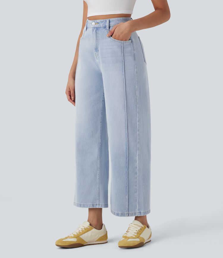 Halara Flex™ High Waisted Pockets Washed Casual Baggy Jeans
